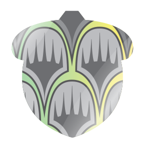 Official enlarged acorn security stamp: an acorn outline, rather than an oval